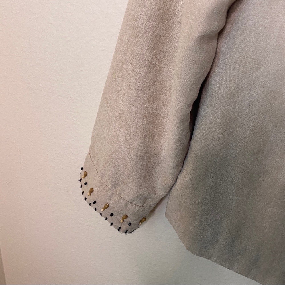 Dress Barn Beaded Tan Suede Jacket Large - Picture 4 of 11